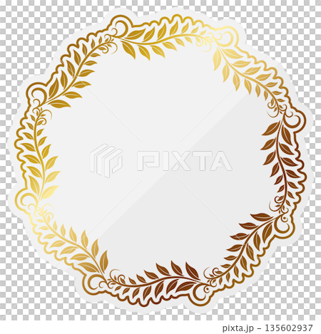 奢華的白色和金色葉形相框 135602937