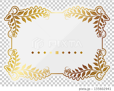 Luxurious leaf frame in white and gold 135602941
