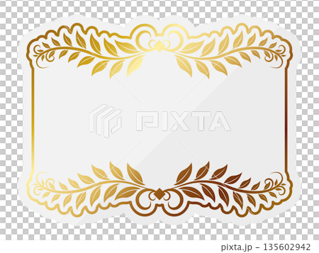 Luxurious leaf frame in white and gold 135602942