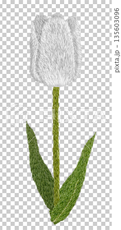 [White tulips] Hand-embroidered illustration material 135603096