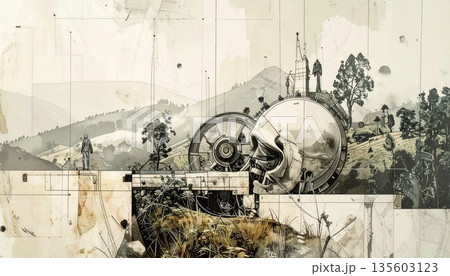 industrial background with heavy machinery 135603123