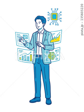 AIによるデータ分析と意思決定支援を行うビジネスパーソン 135603220