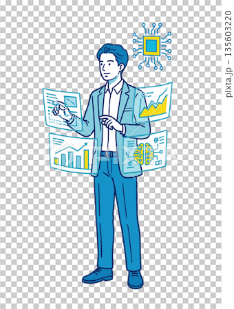 AIによるデータ分析と意思決定支援を行うビジネスパーソン 135603220