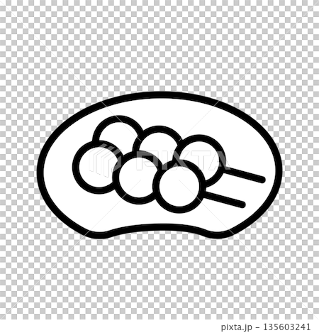 Line drawing icon of dumplings on a plate Line drawing icon of dumplings on a plate 135603241