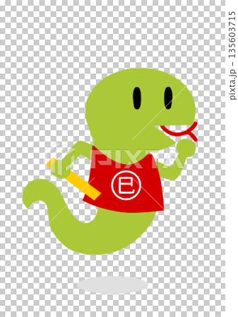 リレーのバトンを持って走るヘビ(巳年)のイラスト リレーのバトンを持って走るヘビ(巳年)のイラスト 135603715