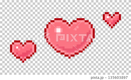點陣藝術，簡約可愛的愛心裝飾，像素藝術，裝飾 135603897