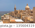 Skyline with St Paul's Pro-Cathedral and Carmelite Church dome, Valletta, Malta 135604319