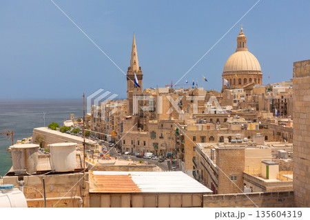 Skyline with St Paul's Pro-Cathedral and Carmelite Church dome, Valletta, Malta Skyline with St Paul's Pro-Cathedral and Carmelite Church dome, Valletta, Malta 135604319
