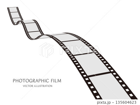Aサイズ横長の背景素材:ダイナミックな動きをした35mm写真フィルムのベクターイラストデータ Aサイズ横長の背景素材:ダイナミックな動きをした35mm写真フィルムのベクターイラストデータ 135604623