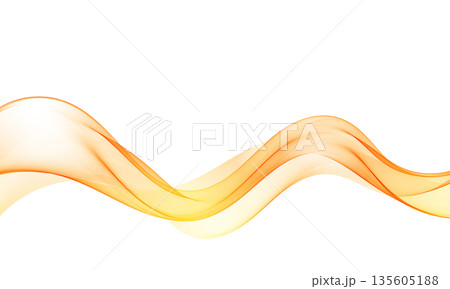 Smooth abstract flowing wave with orange and yellow transparent gradients on white background, clean modern vector design 135605188
