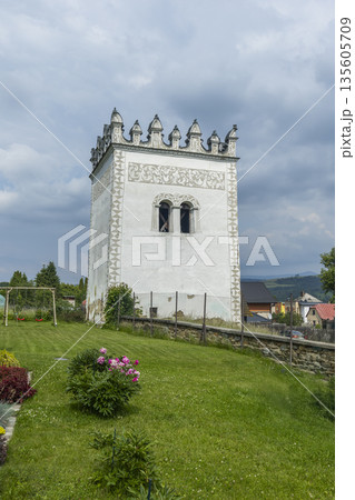 Renaissance belfry in Spisska Bela, Slovakia on a summer day 135605709
