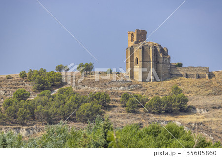 Ancient ruined church building on a hill in Caparroso, Spain Ancient ruined church building on a hill in Caparroso, Spain 135605860