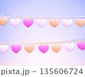 ひもでつながるシンプルなハートと余白のかわいい素材 135606724