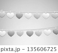 ひもでつながるシンプルなハートと余白のかわいい素材 135606725
