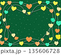 ひもでつながるシンプルなハートと余白のかわいい素材 135606728