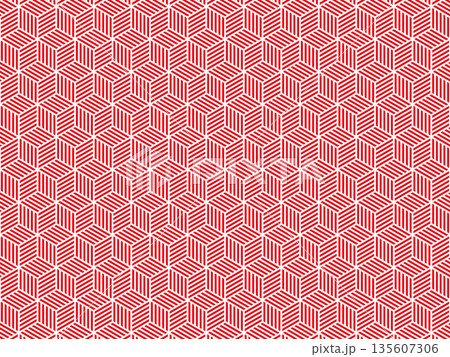 赤色の亀甲網代の背景 135607306