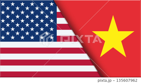 Flags of USA and Vietnam. American and Vietnamese National flags on Fabric. Flags of USA and Vietnam. American and Vietnamese National flags on Fabric. 135607962