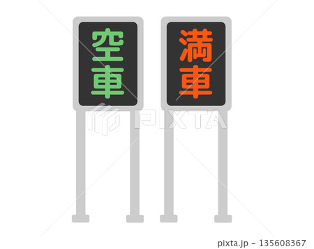 駐車場・満車と空車の電光表示板イラスト 135608367
