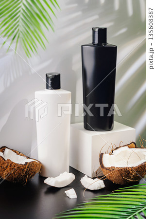 Shampoo and fresh organic coconut 135608387