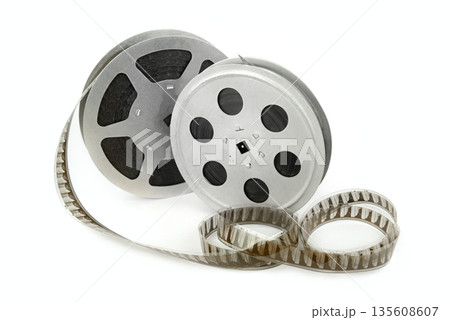 Retro Cinema Equipment Isolated on White Background Retro Cinema Equipment Isolated on White Background 135608607