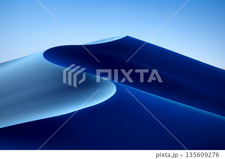 Abstract minimalist landscape of blue desert dune 135609276