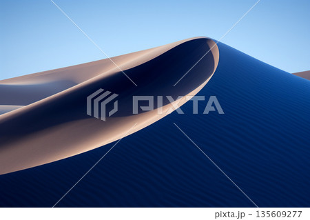 Abstract minimalist landscape of blue desert dune 135609277