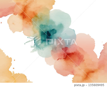 hand drawn abstract blurred colorful watercolor stain on transparent background hand drawn abstract blurred colorful watercolor stain on transparent background 135609495