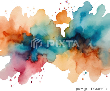 hand drawn abstract blurred colorful watercolor stain on transparent background hand drawn abstract blurred colorful watercolor stain on transparent background 135609504