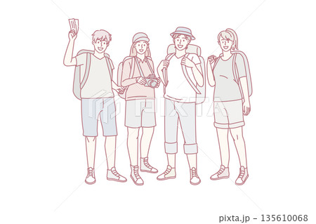 Hiking backpacking and tourism concept 135610068