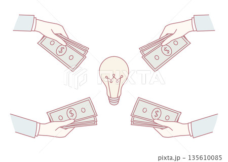 Investing money in good idea concept. 135610085