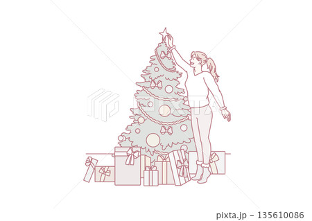 Decorating and preparing for winter holidays concept 135610086