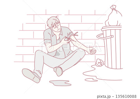Drug addict and narcomaniac concept. 135610088