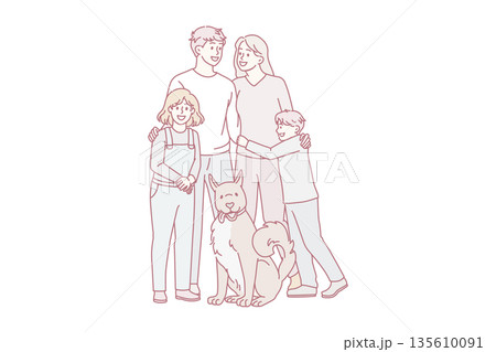 Happy family and pets concept. 135610091