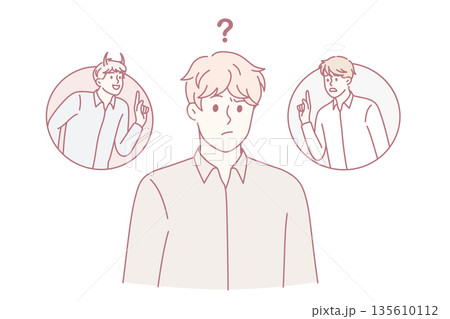 Choosing between evil and kindness concept Choosing between evil and kindness concept 135610112