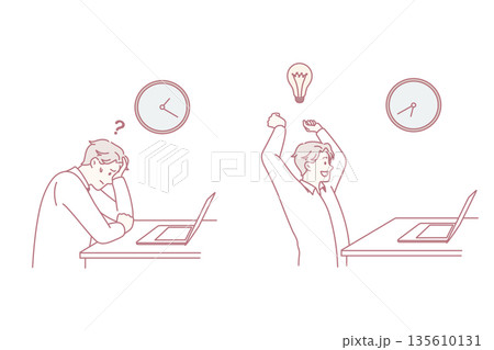 Frustration or innovation in business concept. 135610131