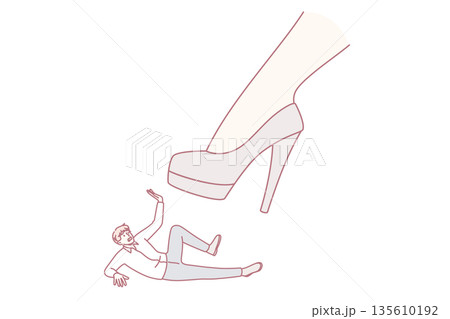 Strength of woman manipulating concept. 135610192