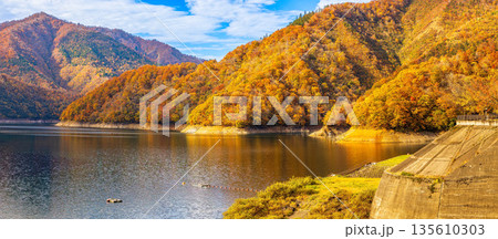 九頭竜ダム (11月 紅葉 秋 晴れ) 九頭竜ダム (11月 紅葉 秋 晴れ) 135610303