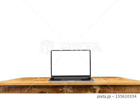 Modern blank dark grey laptop isolated on white background Modern blank dark grey laptop isolated on white background 135610334