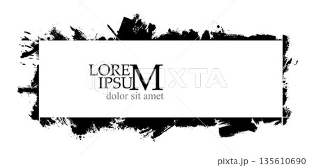 Monochrome background with paint strokes. Hand drawn. Not AI, vector illustration. Monochrome background with paint strokes. Hand drawn. Not AI, vector illustration. 135610690