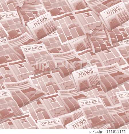 Bundles of printed newspapers with news articles and photographs seamless pattern. Folded periodicals. Weekly press publications read. Information media tabloids. Vector background Bundles of printed newspapers with news articles and photographs seamless pattern. Folded periodicals. Weekly press publications read. Information media tabloids. Vector background 135611173