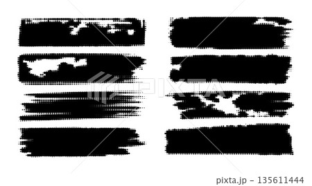 Japanese red ink brushstroke vector pack paint strips, circles, frames and texture highlights. 135611444