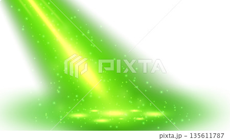Green Magic Spotlight with Particles Isolated on White Background, Vector Illustration Green Magic Spotlight with Particles Isolated on White Background, Vector Illustration 135611787