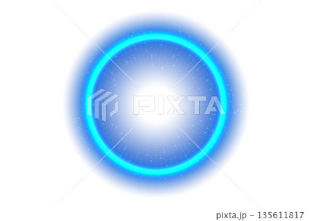 Round Blue Light with Sparks Isolated on White Background, Vector Illustration 135611817