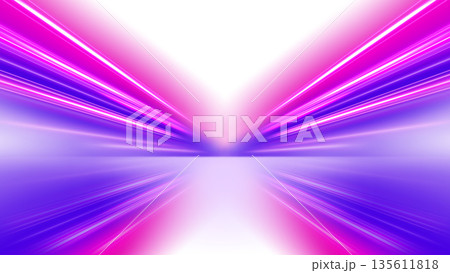 Colorful Light Trails, Perspective Long Time Exposure Isolated on White Background, Vector Illustration Colorful Light Trails, Perspective Long Time Exposure Isolated on White Background, Vector Illustration 135611818