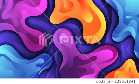 Abstract Color Gradient Background. Geometric Background with Liquid Shapes, Vector Illustration 135611841