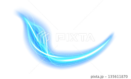 Abstract Blue Wavy Line of Light Isolated on White Background, Vector Illustration 135611870