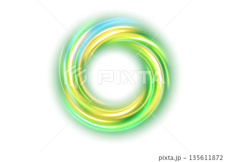 Green Ring Light Effect Isolated on White Background, Vector Illustration 135611872