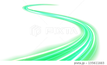 Green Light Trails, Isolated on White Background, Vector Illustration Green Light Trails, Isolated on White Background, Vector Illustration 135611883