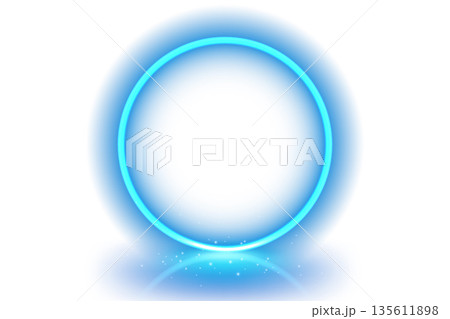 Blue Ring Light Effect Isolated on White Background, Vector Illustration 135611898