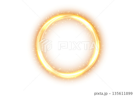 Gold Ring Light Effect Isolated on White Background, Vector Illustration 135611899